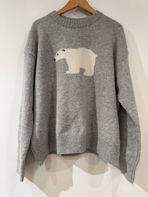 送料無料：NARU/ナル　 タスマニアラム　KUMAニット　　　グレー