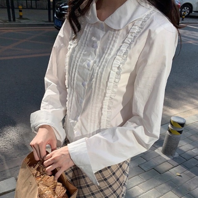 フロントフリルショートブラウス　R01400