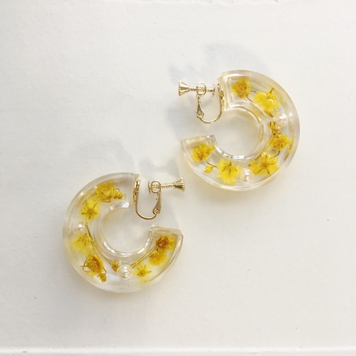 EARRINGS || 【通常商品】CLEAR EARRINGS WITH FLOWERS || 1 EARRINGS || YELLOW || FCF177