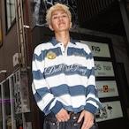 SCRIPT LOGO STRIPED RUGBY POLO SHIRT