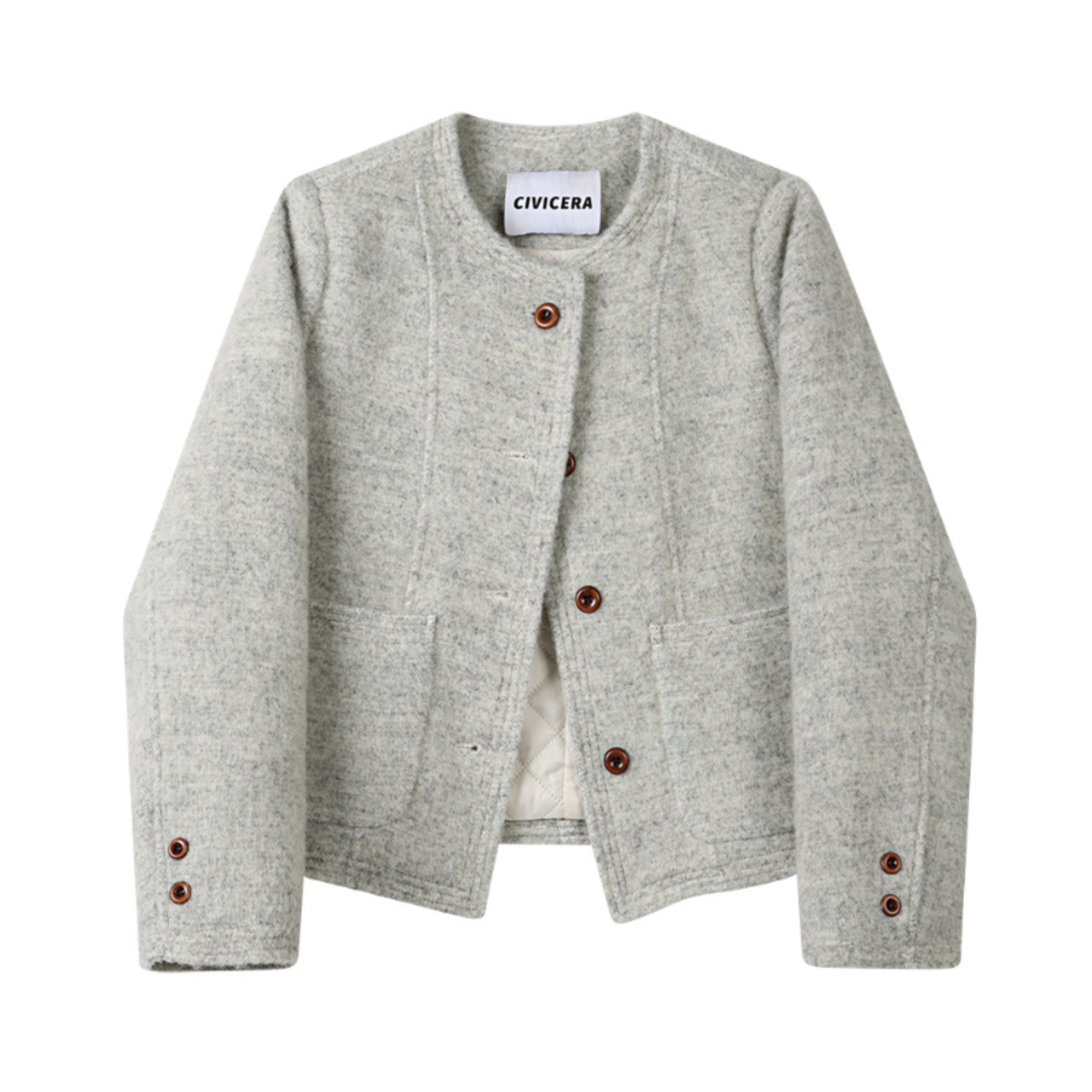 ラウンドネックショートジャケット 3color W01091