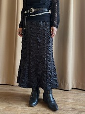 black mode design stretch long skirt-5093-12