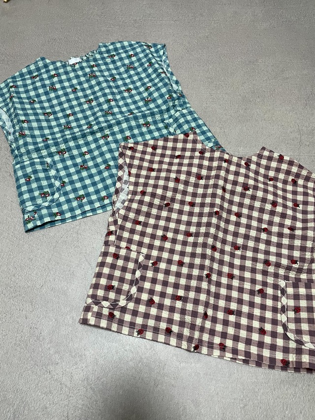 即納andpal &pal アンドパル　チェック　刺繍　パンツ　ミントのみ