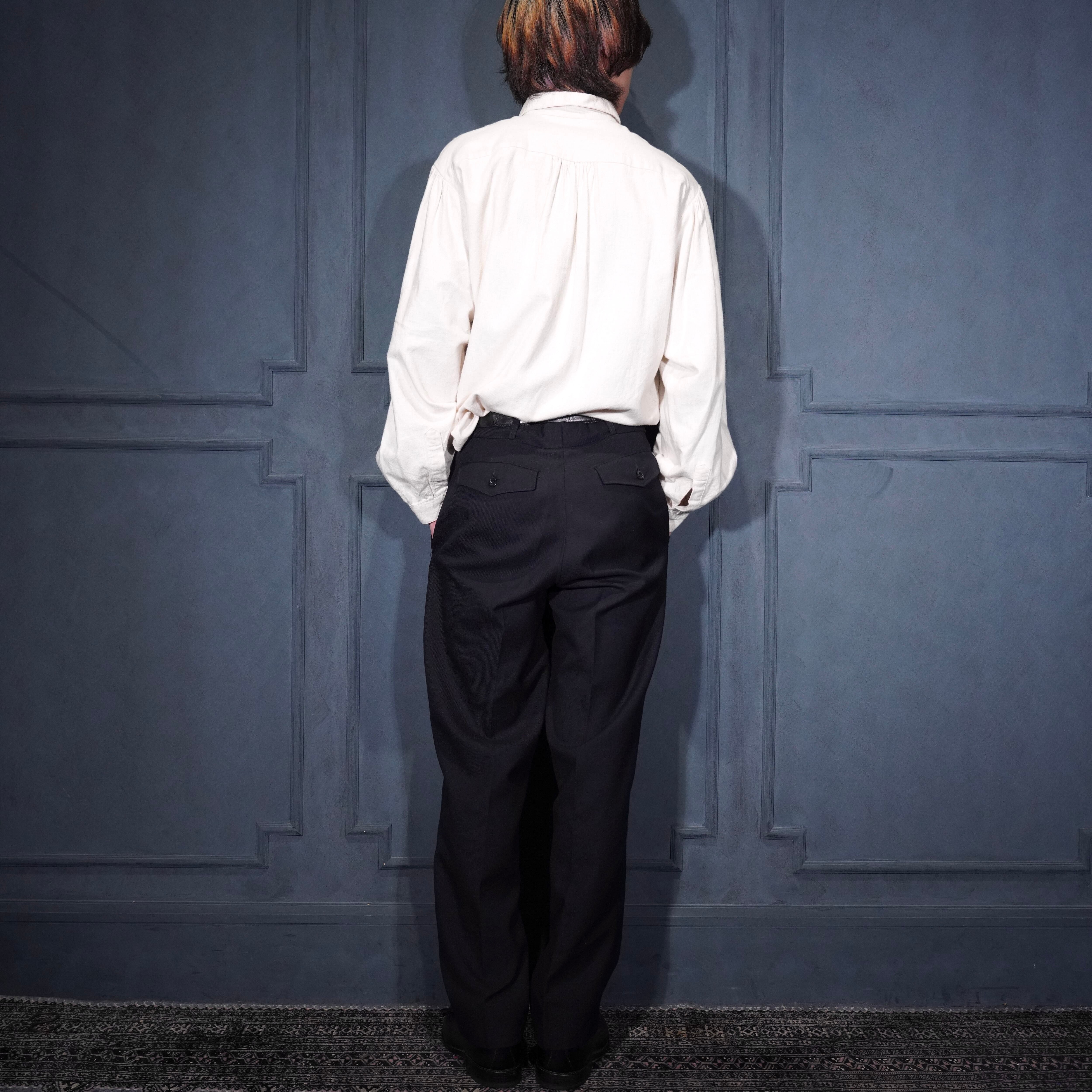 70's EU VINTAGE MICHIELSENS TUCK DESIGN WOOL SLACKS PANTS/70年代