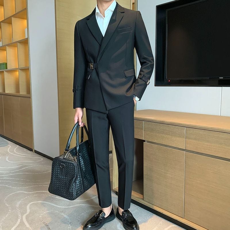 メンズダブルスーツ オリジナル斜めボタンスーツ SU0059 | R-Base