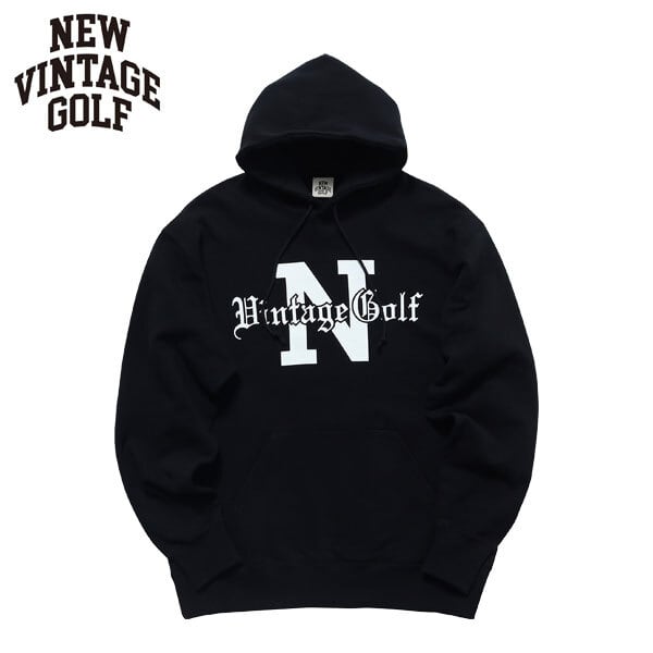 NEW VINTAGE GOLF ニュービンテージゴルフ フーディ パーカー NVG Classic Logo Print Hoodie(BLACK) NVG-0405