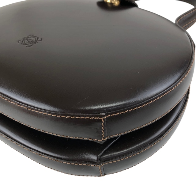 LOEWE ロエベ ハンドバッグ ブラウン アナグラム レザー ラウンド vintage ヴィンテージ オールド fxynr8
