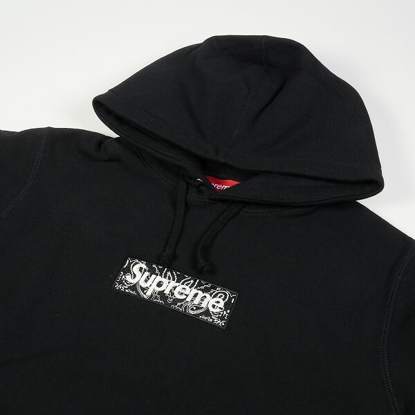 Supreme box logo bandana hooded M 黒