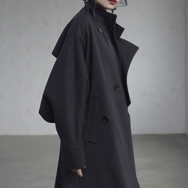Minimal herringbone long coat【3color】 C1383