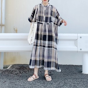 Slab check pintuck dress