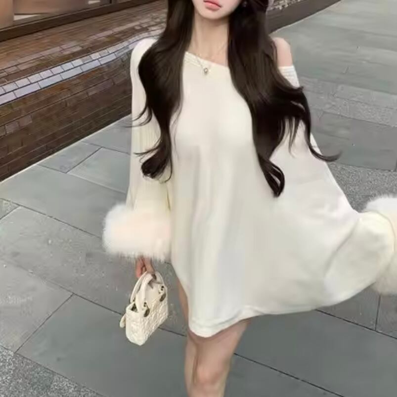 fur sleeve relax knit