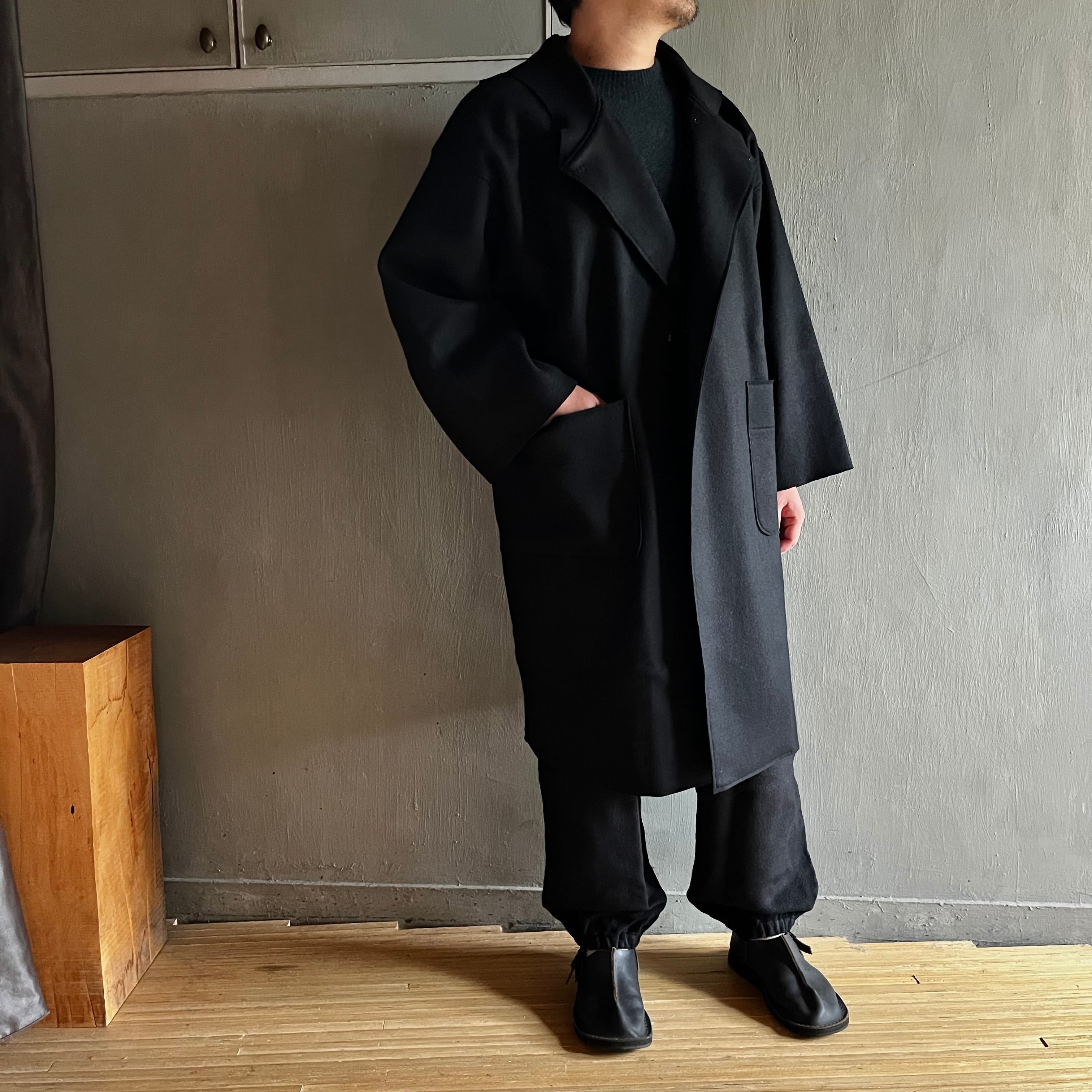 MITTAN｜圧縮ウールニットフードコート 黒 CT-49 | CORNER_122