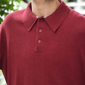 melange merino wool blend knit polo red