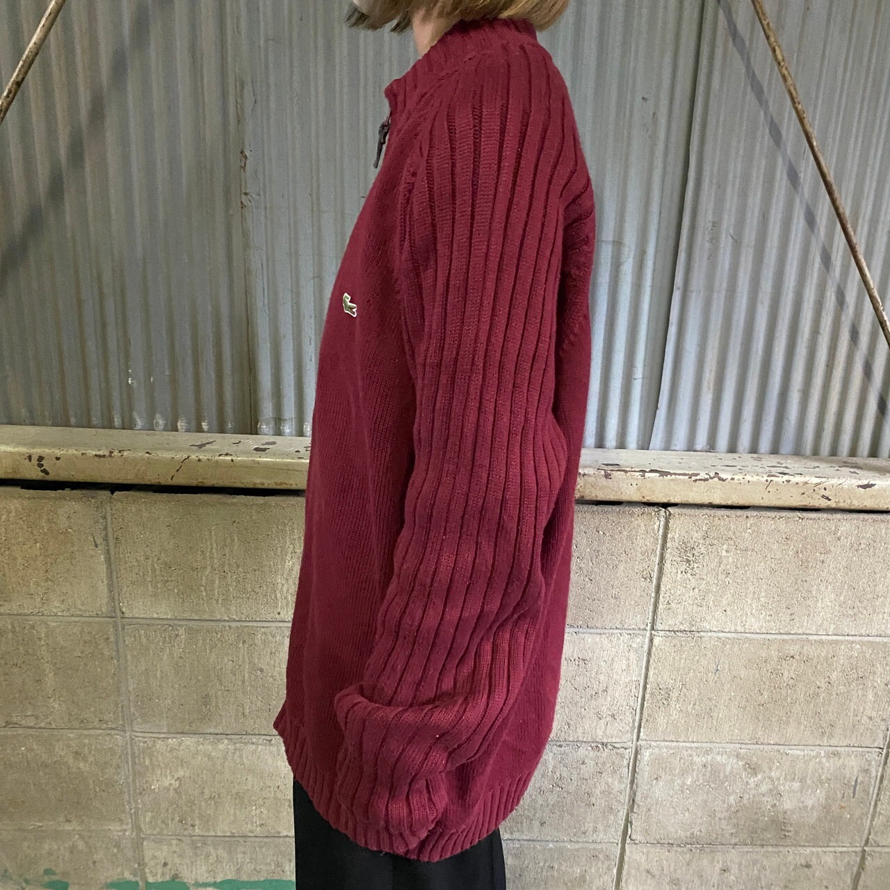 LACOSTE ラコステ フルジップ コットンニット ジャケット メンズL相当 