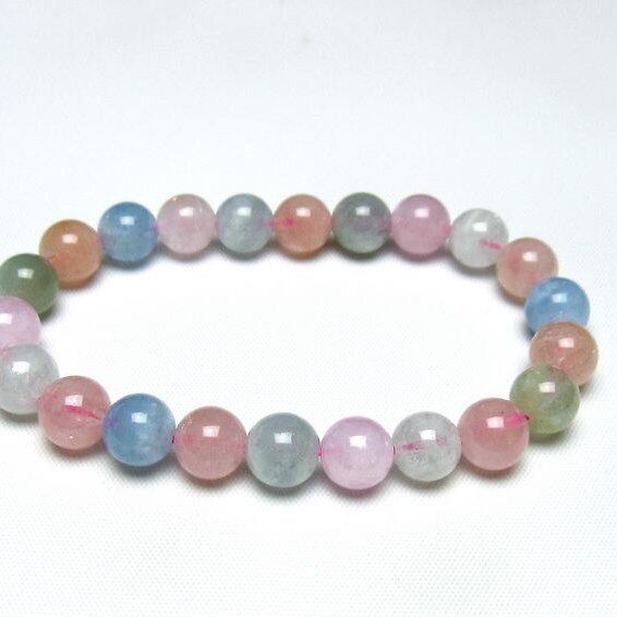 ミックスカラーベリル ブレスレット 9mm 一点物 メール便可 [M便 1/10] 111-48873