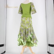 社交ダンス 衣装 スタンダード 上下セット ツーピース レッスンウェア パーティ衣装 ICHIOKU イチオク 黄緑 グリーン系 花柄 光沢感 清楚 フェミニン 上品 大人かわいい 舞台衣装 おしゃれ 講師用 ダンスウェア スカート付き お揃い トップス 花柄衣装 派手すぎない 伸縮性 しっかりした作り デザイン性 高品質 ポリエステル素材 お手入れ簡単 清楚な印象 上下セットアップ