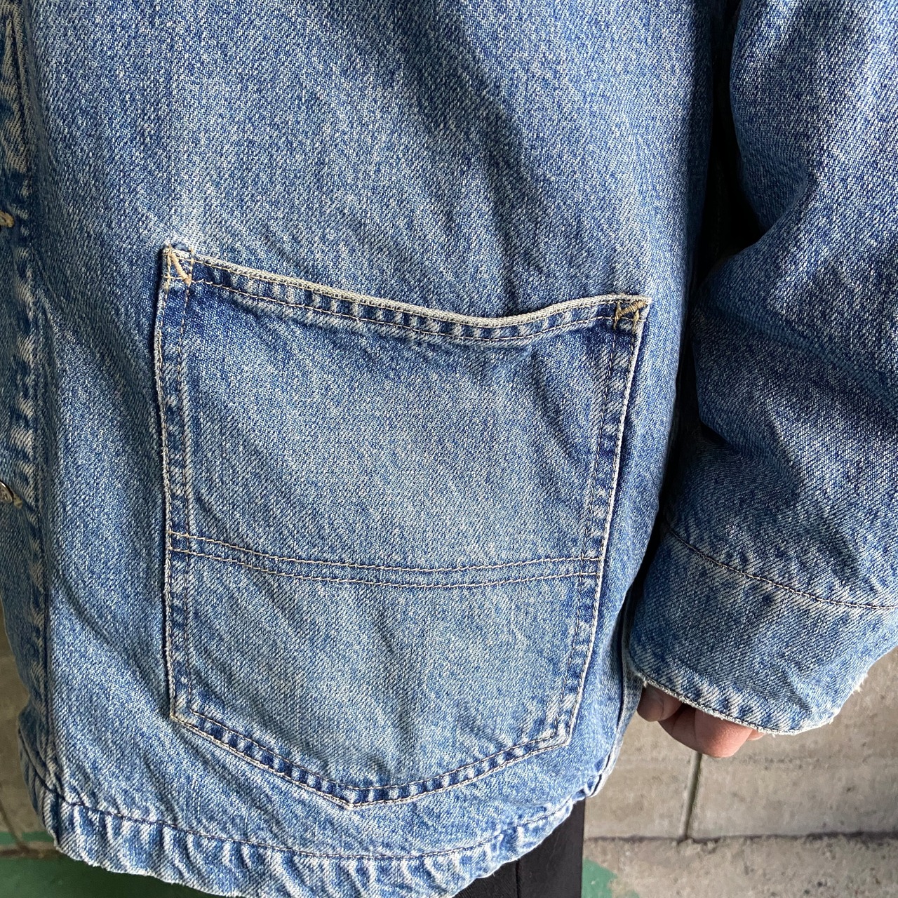 90年代 CAMAIEU コーデュロイ襟 デニムカバーオール メンズL 古着 90s 