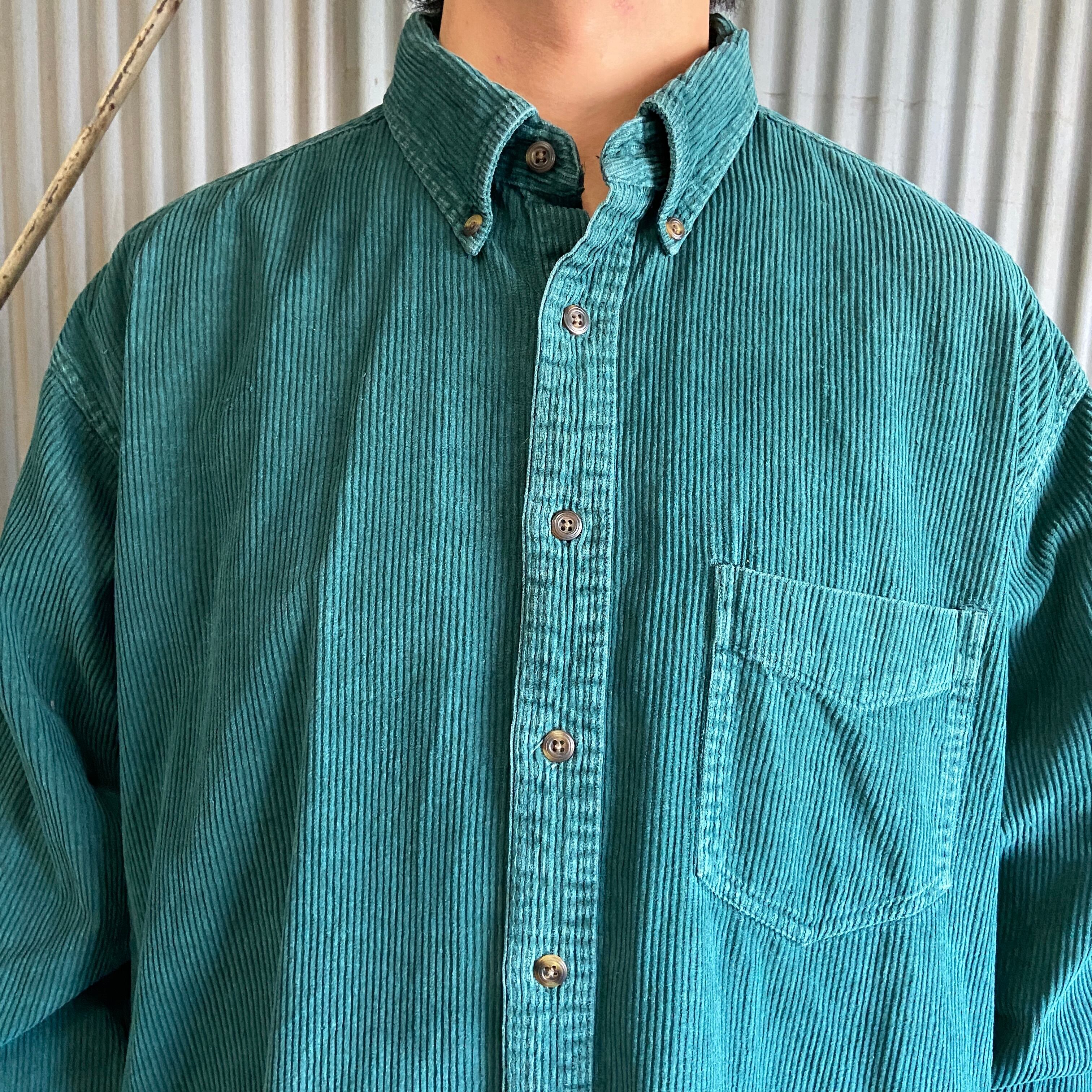 90年代 J.CREW ジェイクルー 太畝 コーデュロイシャツ メンズXL 古着 