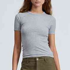 rag&bone ESSENTIAL RIB SS CREW TEE GREY