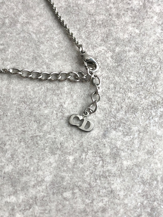 Christian Dior クリスチャン ディオール ネックレス シルバー CDロゴ ラウンドストーン vintage ヴィンテージ オールド f585fn