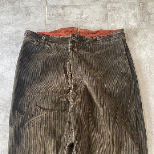 30-40s 針式シンチ メタル コーデュロイ ダークブラウン パンツ W37 詳細写真3