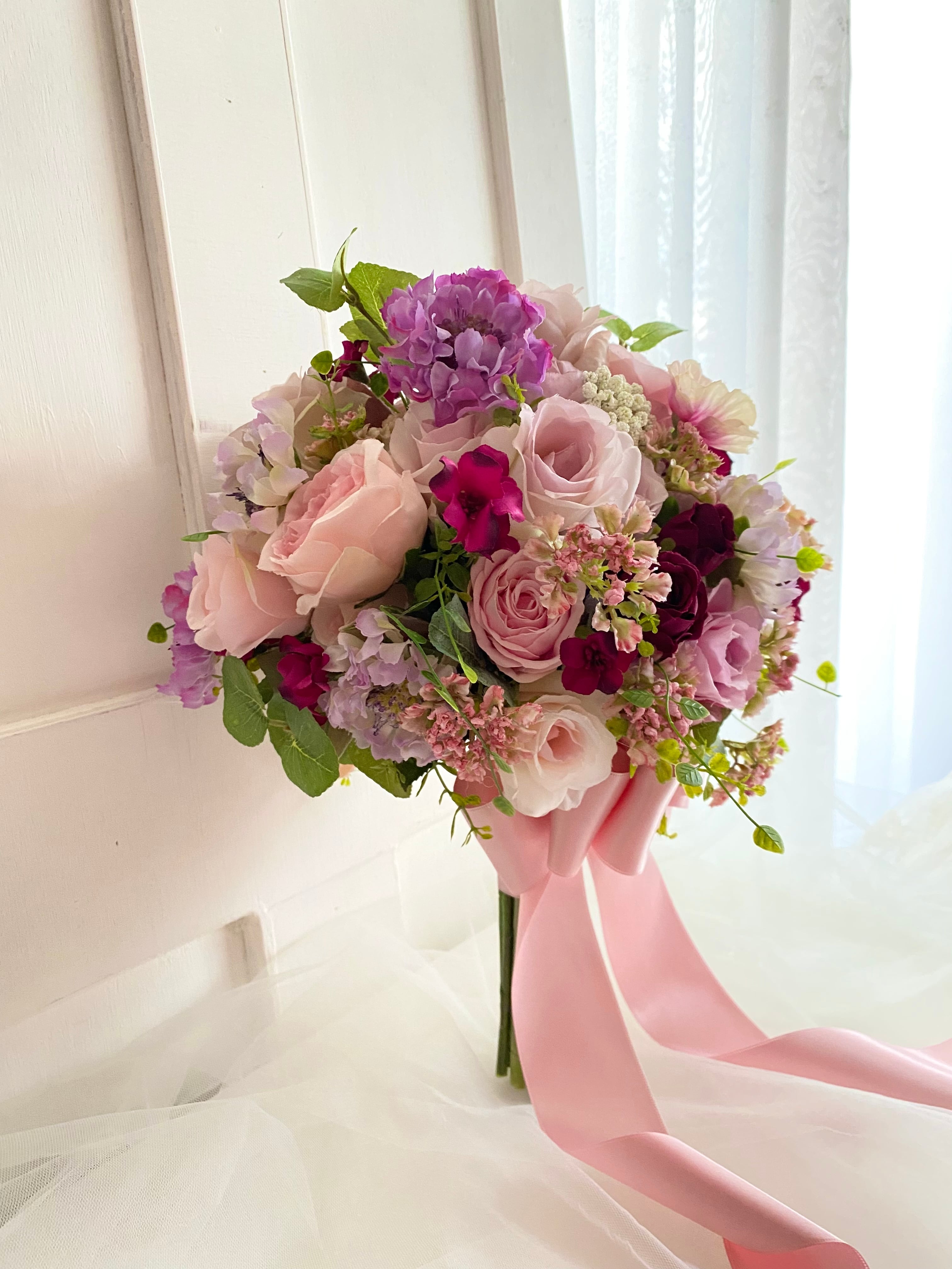 ブルファンと薔薇のナチュラルブーケ&ブートニア♡ 薔薇のナチュラルブーケ＆ブートニア ウェディングブーケ | cocofleur