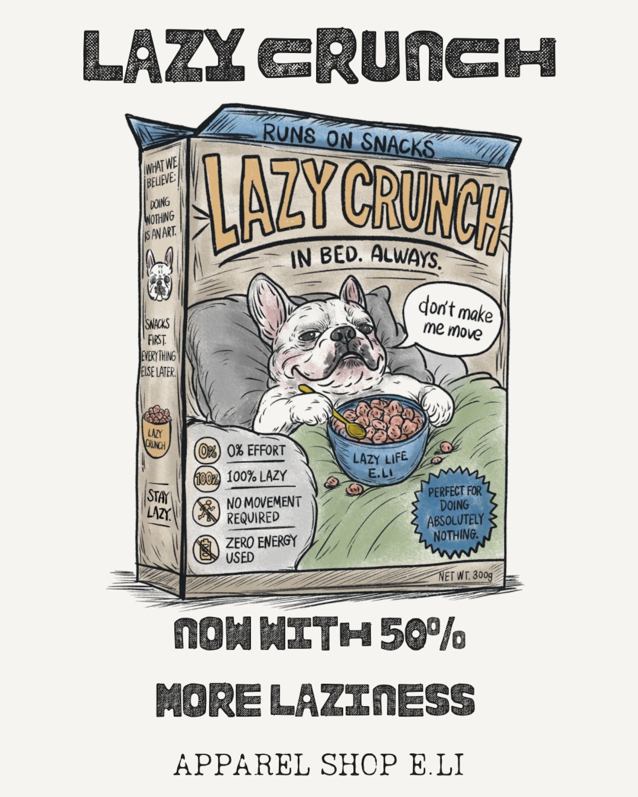 LAZY CRUNCH(CRE)/Tシャツ/アイボリー/ユニセックス