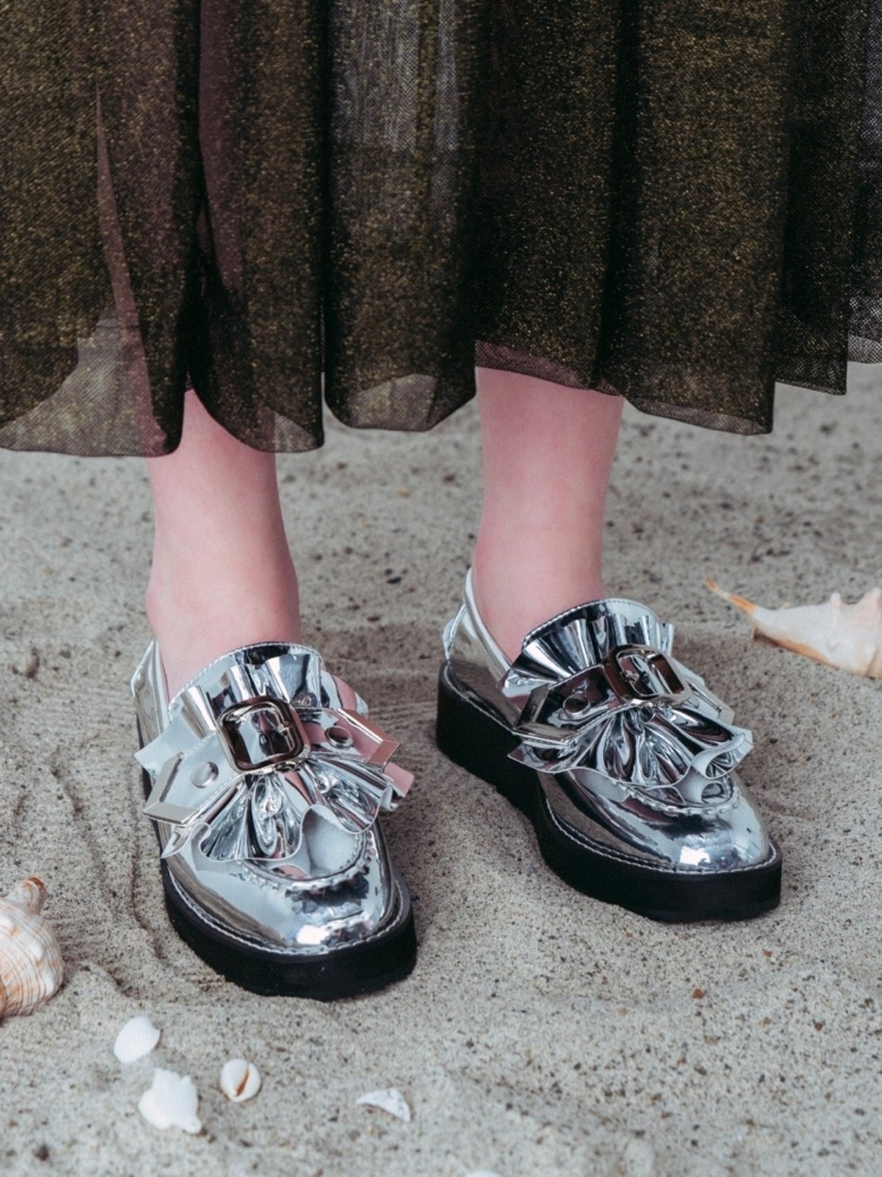 【25SS 】HOUGA ホウガ / day and night loafer SILVER  / ローファー - 1