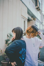 四畳半帝国長袖　黒×水色