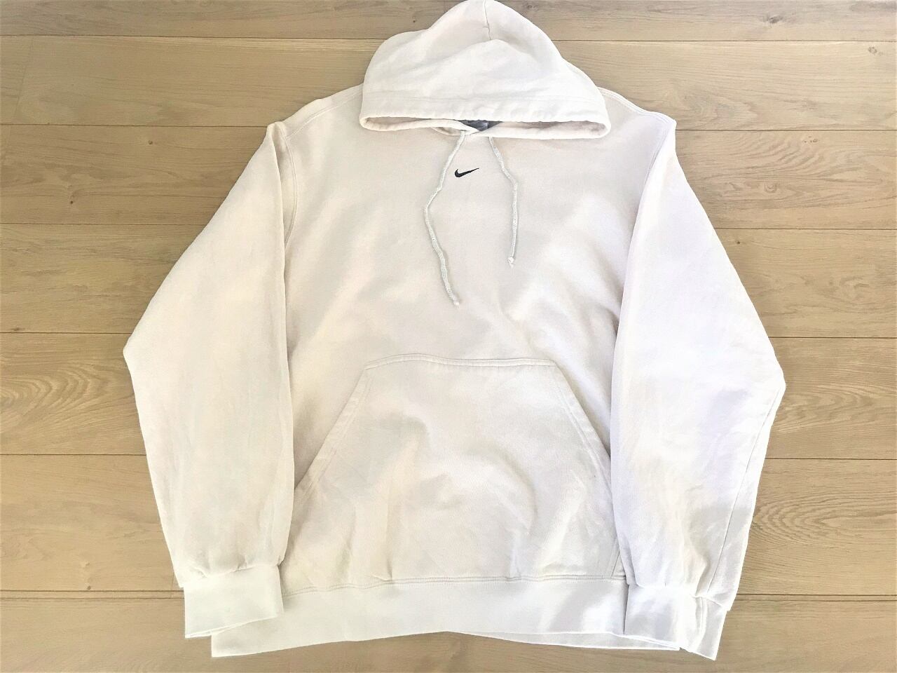90~2000s NIKE small swoosh hoodie BEIGE