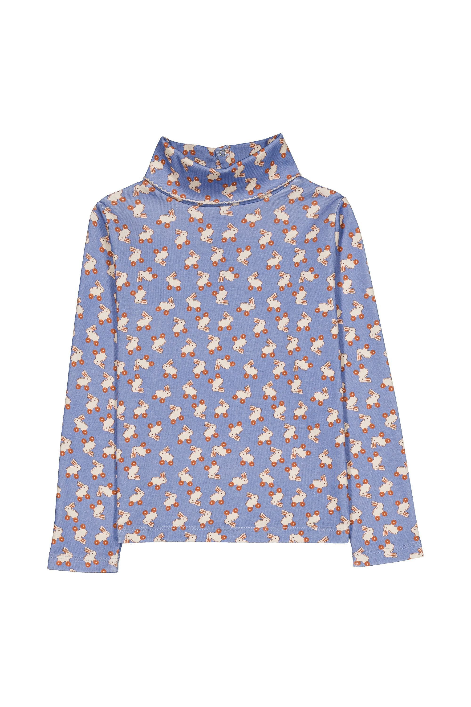 【26AW】hello Simone(ハローシモーヌ)Twiggy turtleneck Rabbit Blue(3y/4y/6y/8y)長袖Tシャツ うさぎ