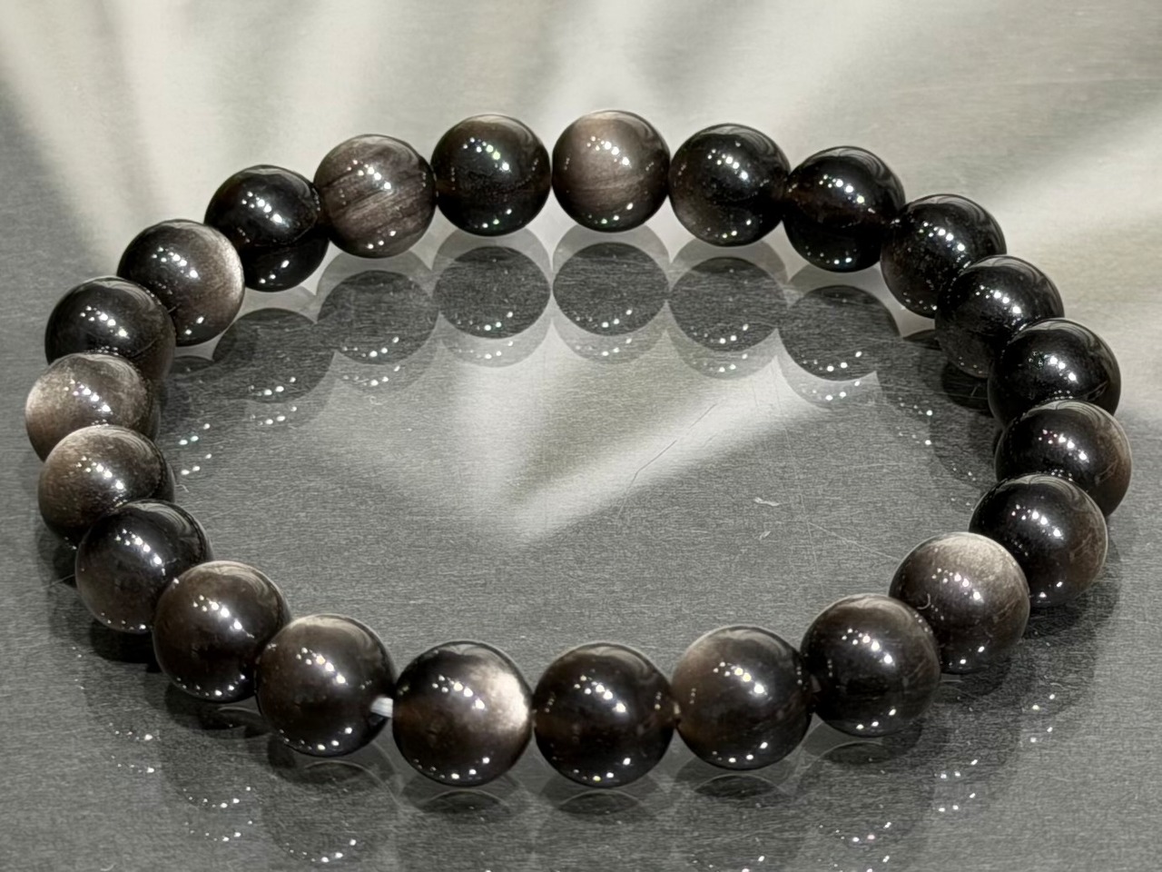 No.2351-2 シルバーオブシディアンブレスレット