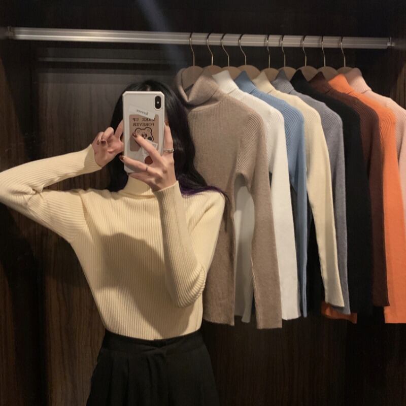 レッドベーシックシャツ トップス 長袖スリーブセーター レディース ロング オータム 秋物 ウィンター 冬物 試着室29798216506