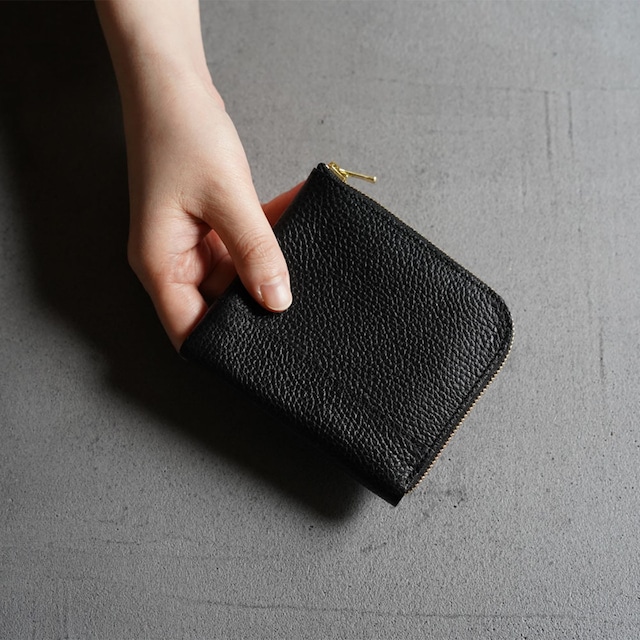 L zip grain leather wallet