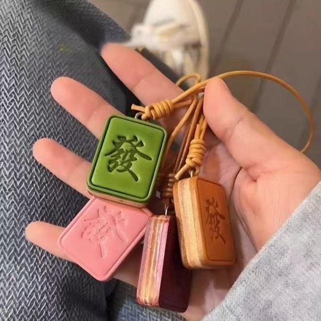 ♥富と幸せ、小さなキューブに凝縮！【ACCシリーズ】★キーホルダー★ 4color 飾り物 マージャン PU