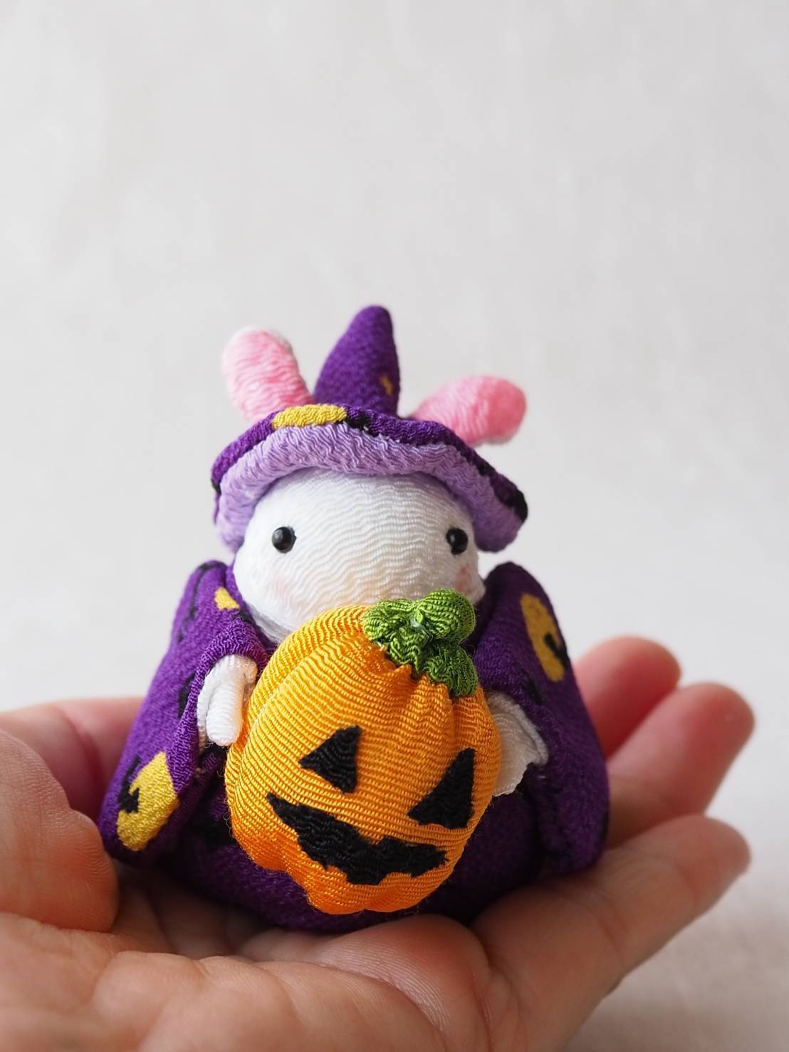 四角いおばけカボチャを抱えたハロウィンうさちゃん | 四季彩うさぎの