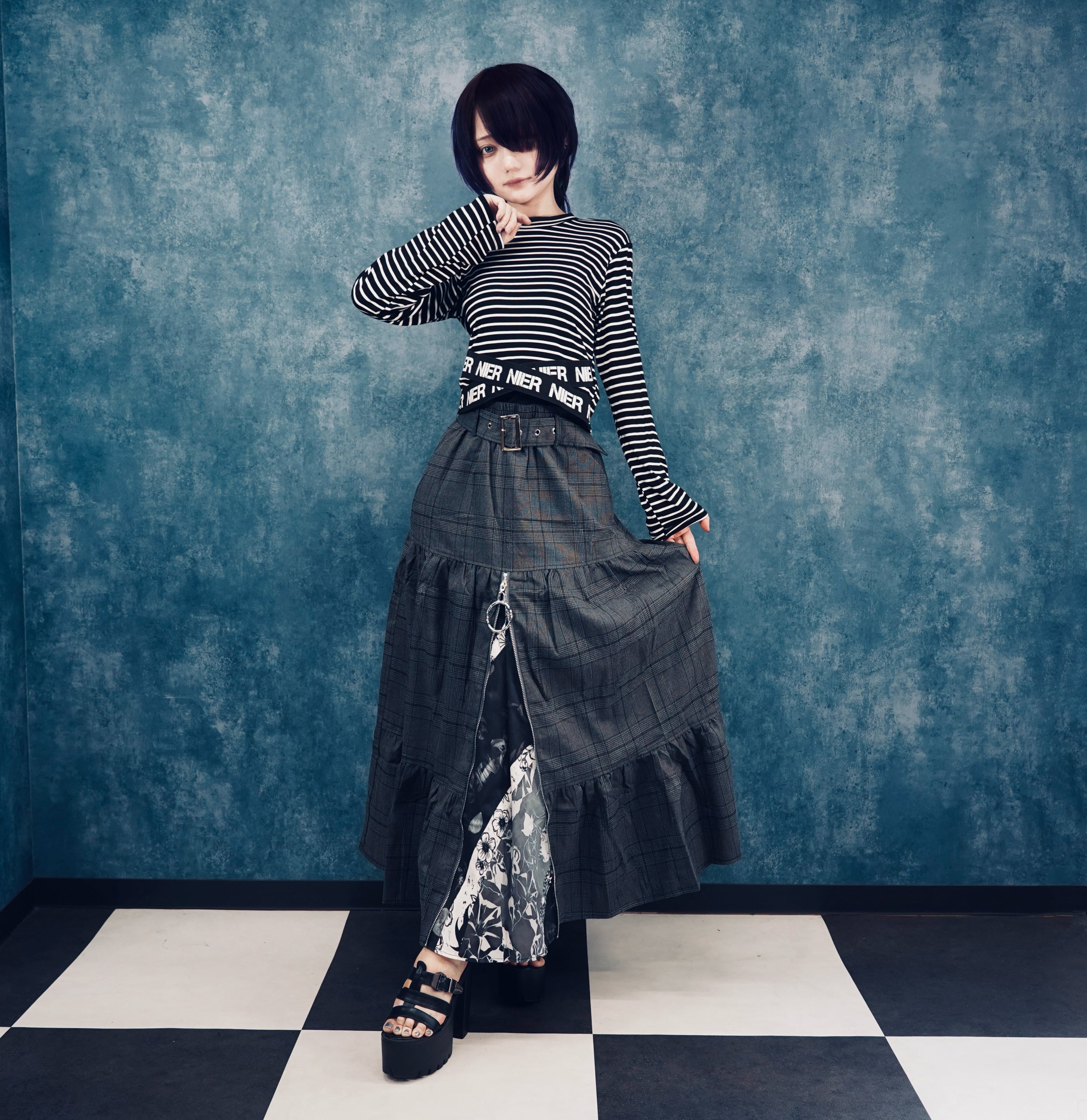 FRONT ZIP TIERED GATHERED SKIRT | NIER CLOTHING