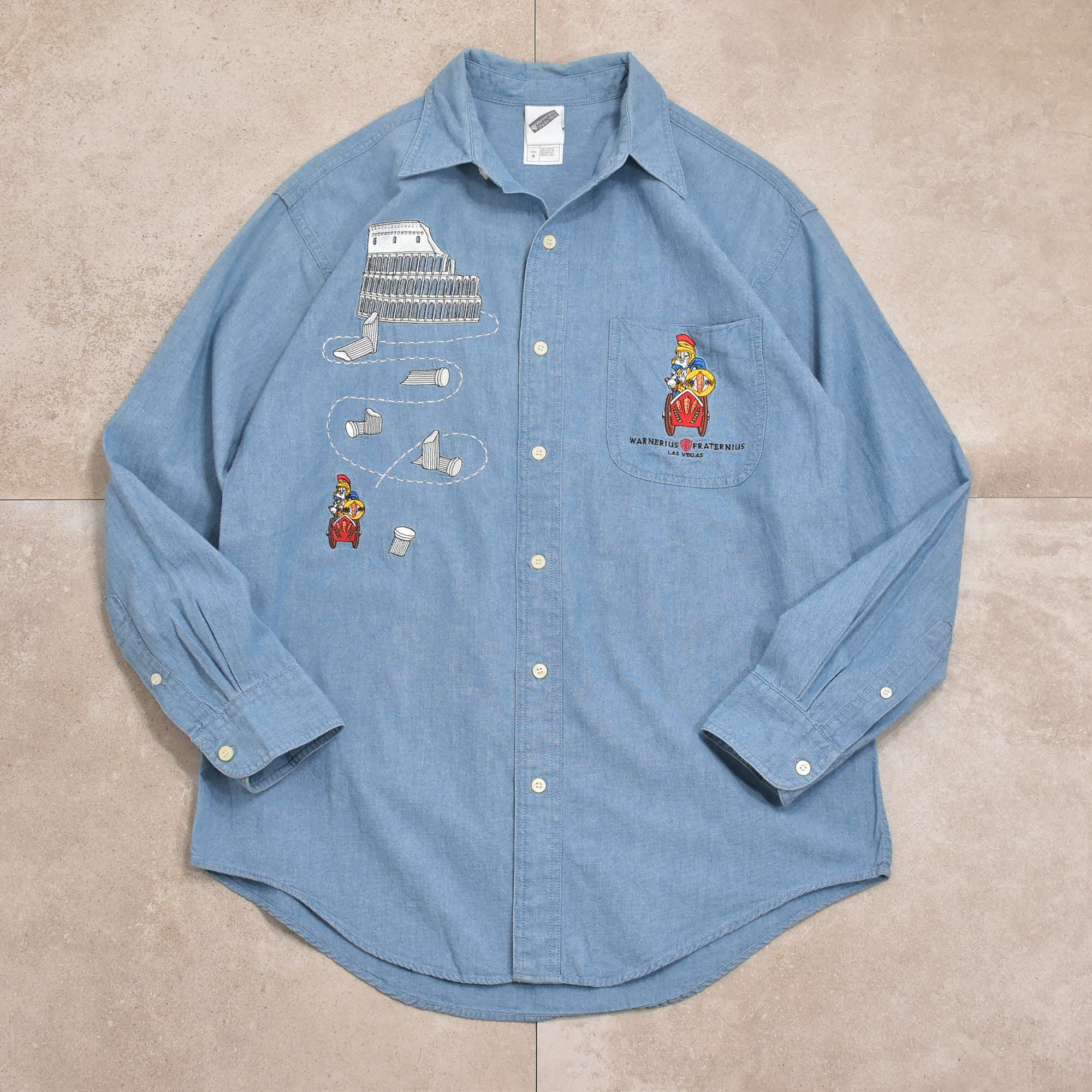 90s LOONEY TUNES Bugs Bunny embroidery chambray shirt | 古着屋