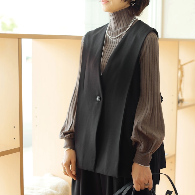 CYAN TOKYO(シアントーキョー) サイドプリーツ 1ボタンジレ