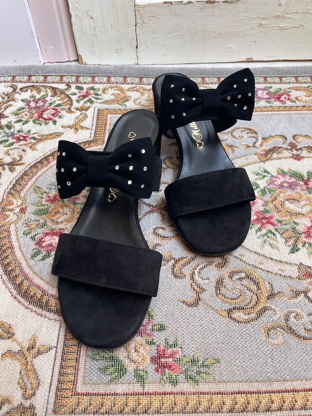 BLACK/BIJOU RIBBON SANDALS