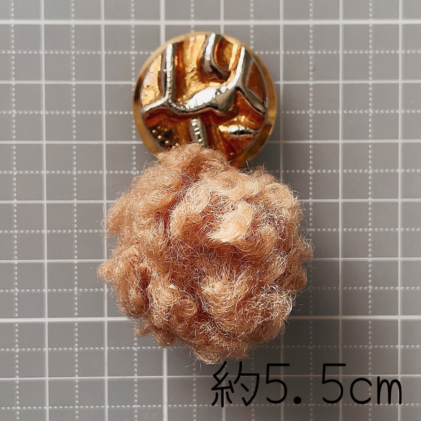 A355…2way もふもふベージュ×ゴールド イヤリング ピアス ハンドメイド 