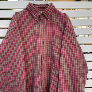 【Sサイズ】USA製 L.L.Bean 抹茶×赤 チェック柄 BD長袖シャツ