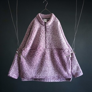 over silhouette purple & white color half zip-up boa fleece pullover
