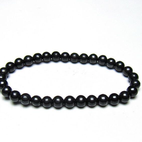 シュンガイト ブレスレット 6mm 一点物 メール便可 111-49635