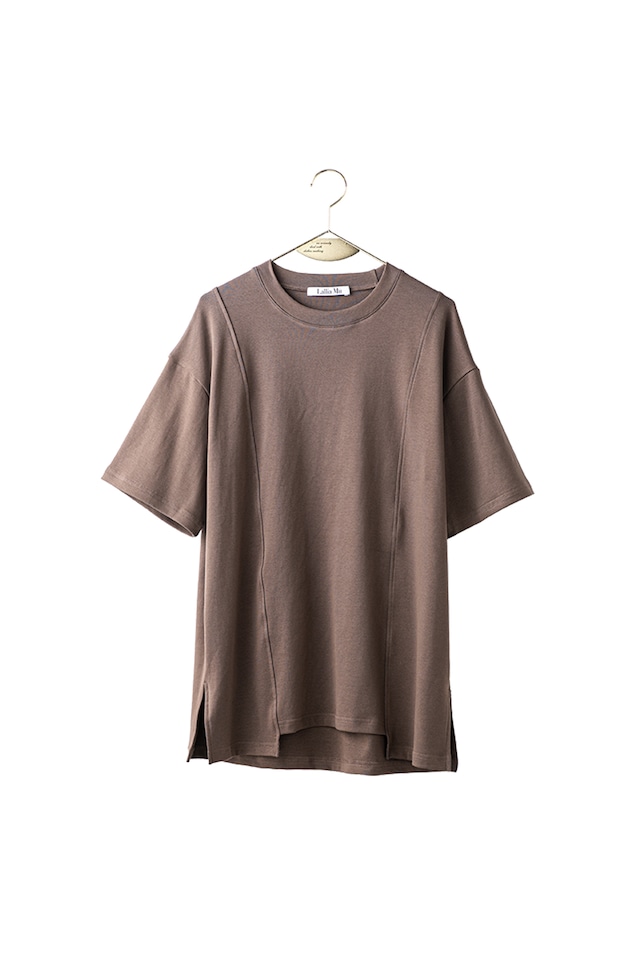 アシンメトリーヘムTシャツ < khaki brown >