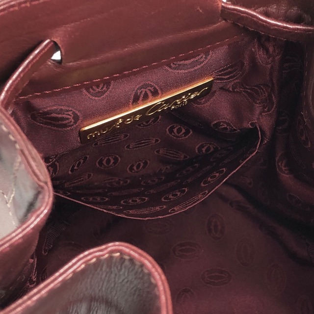 Cartier カルティエ マストライン ショルダーバッグ ボルドー ロゴ レザー 巾着 vintage ヴィンテージ オールド r3iyaj