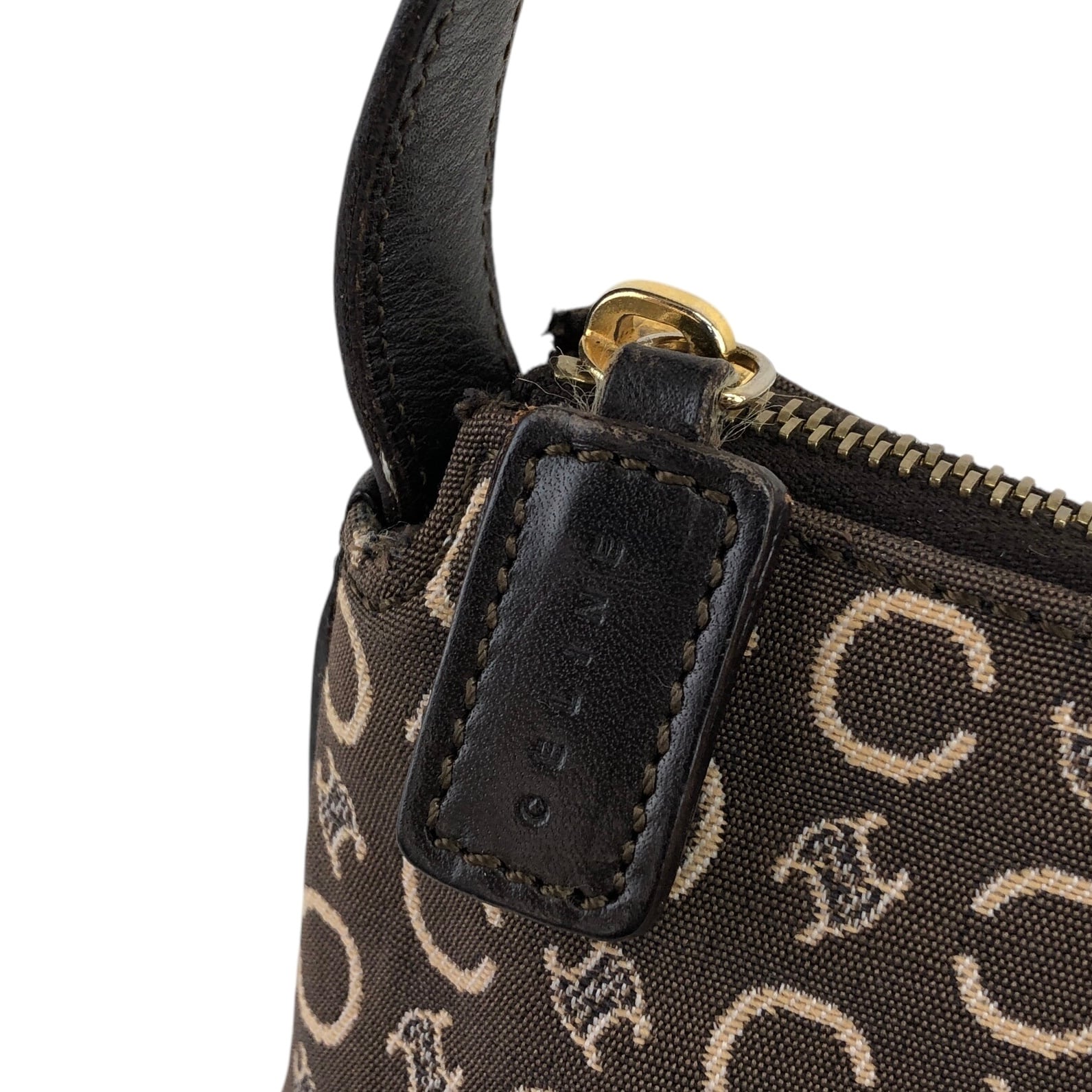 CELINE セリーヌ Cマカダム ショルダーバッグ ブラウン レザー