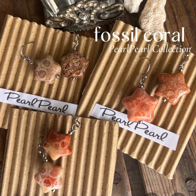 珊瑚の化石＊フォッシルコーラルピアス