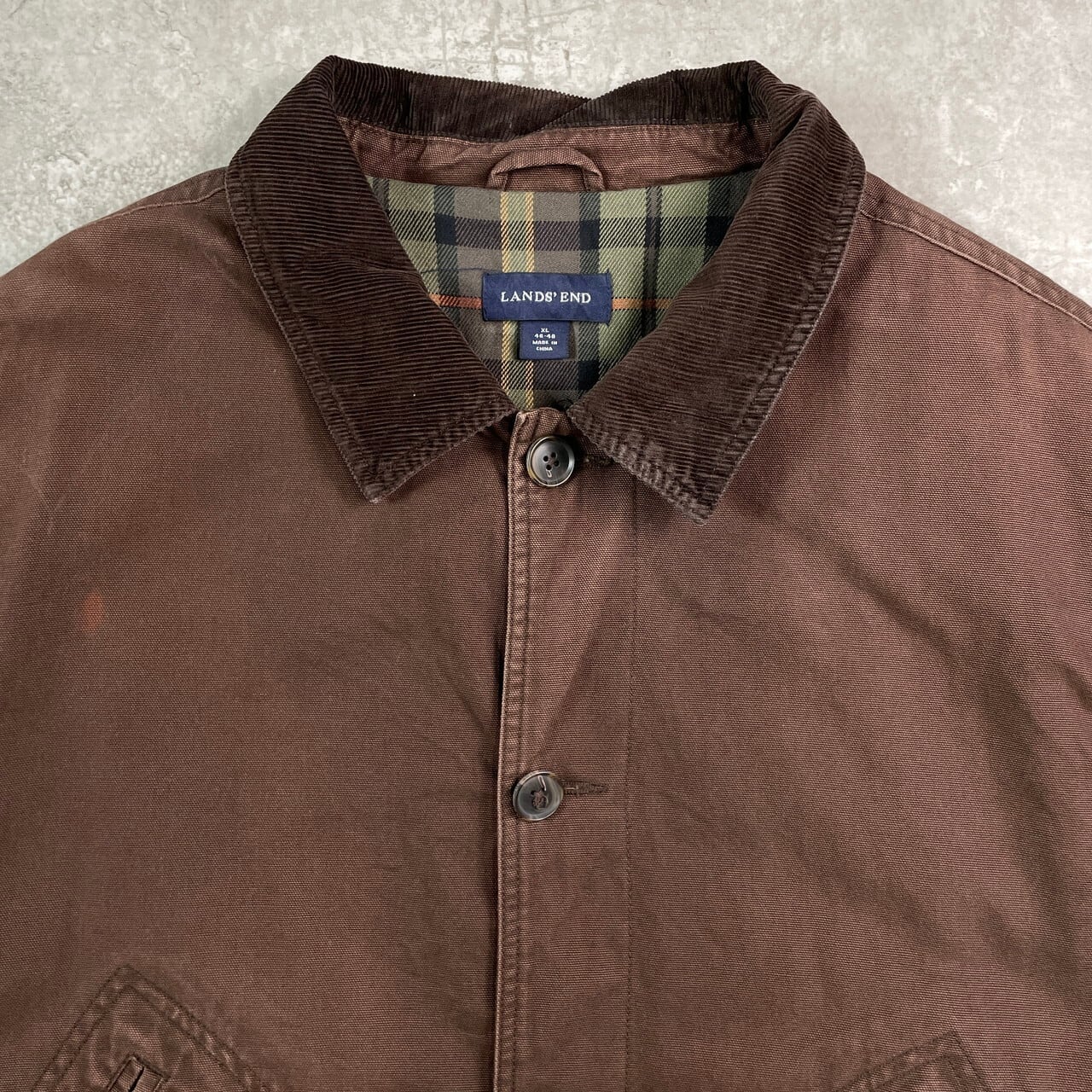 00年代 LANDS' END ランズエンド コーデュロイ襟 ハンティング