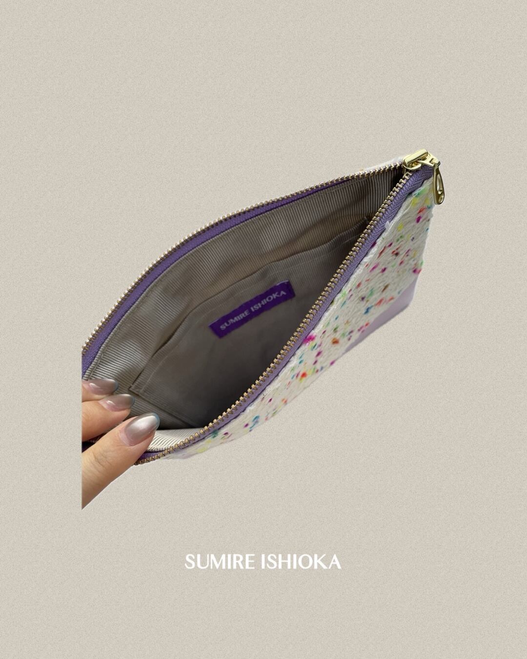 レザーmix ツイードポーチ | SUMIRE ISHIOKA